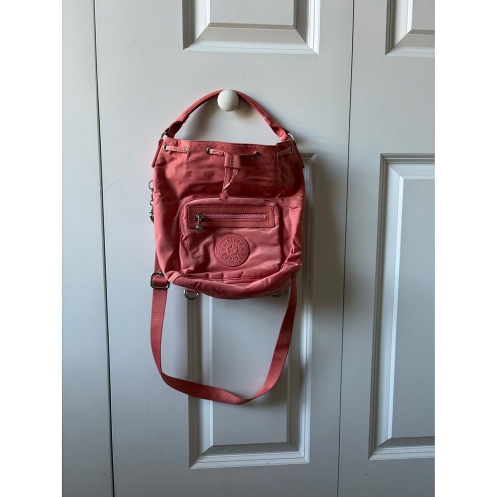Kipling Coral Pink Nylon Backpack Purse